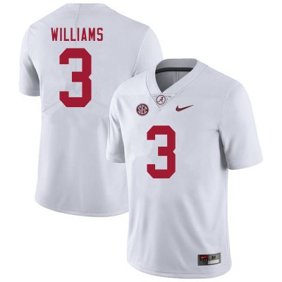 NCAA Men's Alabama Crimson Tide #3 Xavier Williams Stitched College 2020 Nike Authentic White Football Jersey GV17Y70TM